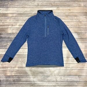 Lululemon Blue Heather Gray Stripe Cypress Run Half Zip Long Sleeve Top Medium